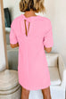 6 Colors Bow Back Short Sleeves Mini Shift Dress