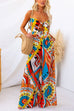 Spaghetti Strap Cut Out Wide Leg Printed Jumpsuit