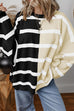 Moxidress Long Sleeves Color Block Striped Oversized Sweatshirt