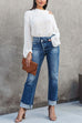 Moxidress High Waist Straight Leg Ripped Denim Pants