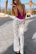 Moxidress Elastic Waist Bell Bottoms Lace Hollow Out Pants