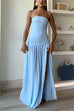 Strapless Tube High Slit Swing Maxi Party Dress