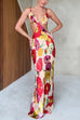 Moxidress V Neck Cut Out Floral Print Maxi Cami Dress