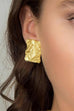 Moxidress Textured Gold Rectangle Stud Earrings