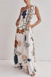 Moxidress Tie Knot One Shoulder Floral Print Maxi Dress