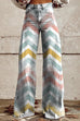 Moxidress High Rise Color Block Printed Wide Leg Pants