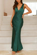 Moxidress V Neck Sleeveless Maxi Party Dress