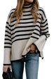 Moxidress Turtleneck Side Split Striped Sweater