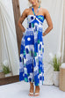 Halter Backless Printed Flowy Maxi Holiday Dress