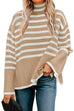 Moxidress Turtleneck Side Split Striped Sweater