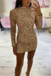 Mockneck Glam Sequin Bodycon Mini Party Dress
