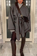 Moxidress Open Front Pocketed Splice Coat with Belt