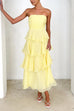 Moxidress Strapless Ruffle Layered Maxi Dress