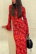 Moxidress Bell Long Sleeves Floral Print Maxi Dress