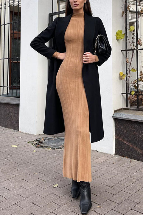 Moxidress Mockneck Long Sleeves Bodycon Knit Maxi Dress