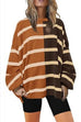 Moxidress Long Sleeves Color Block Striped Oversized Sweatshirt