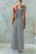 Moxidress Sleeveless Tie Knot One Shoulder Striped Maxi Dress