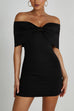 Moxidress Bow Off Shoulder Bodycon Mini Party Dress