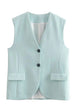 Moxidress V Neck Single Breasted Blazer Vest