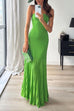 Moxidress Strapless Tube Pleated Maxi Knit Dress