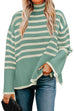 Moxidress Turtleneck Side Split Striped Sweater