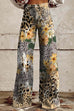 Moxidress Leopard Floral Print Wide Leg Pocketed Pants