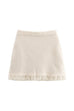 Moxidress Elastic Waist Frayed Hem Knit Mini Skirt