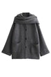 Moxidress Button Down Pocketed Winter Knit Coat with Scarf