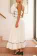 Moxidress Spaghetti Strap Frill Trim Tie Bow Maxi Dress