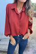 Moxidress Batwing Long Sleeves Button Front Solid Shirt