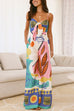 Moxidress Knot Front Cut Out Pocketed Wide Leg Printed Cami Jumpsuit