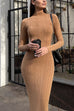 Moxidress Mockneck Long Sleeves Bodycon Knit Maxi Dress