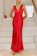 Moxidress V Neck Sleeveless Maxi Party Dress