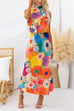 Moxidress Sleeveless Tie Neck Waisted Floral Print Maxi Dress