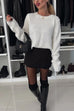 Moxidress Crewneck Bow Back Cut Out Cozy Sweater