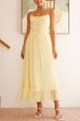 Moxidress Spaghetti Strap Frill Trim Tie Bow Maxi Dress