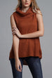 Moxidress Cowl Neck Side Slit Sleeveless Sweater Vest