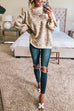 Moxidress Crewneck Drop Shoulder Leopard Slouchy Sweater