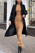 Moxidress Mockneck Long Sleeves Bodycon Knit Maxi Dress