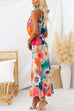 Moxidress Sleeveless Tie Neck Waisted Floral Print Maxi Dress