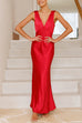 Moxidress V Neck Sleeveless Maxi Party Dress