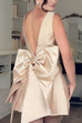 Sleeveless Bow Knot Backless Satin Mini Party Dress