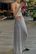 Moxidress Elastic Waist Sequin A-line Maxi Skirt
