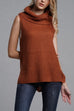 Moxidress Cowl Neck Side Slit Sleeveless Sweater Vest