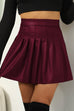 Moxidress High Waist Faux Leather Pleated Mini Skirt