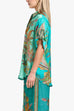 Moxidress Roll Up Short Sleeves Shirt and Wide Leg Pants Printed Satin Set