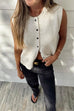 Moxidress Crewneck Sleeveless Button Down Knitting Top