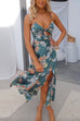 Moxidress Floral Print Tie Front Cut Out Slit Midi Cami Dress