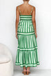 Moxidress Spaghetti Strap Tiered Color Block Striped Maxi Dress