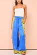 Moxidress Bow Tie Side Split Cami Top Wide Leg Pants Printed Satin Set